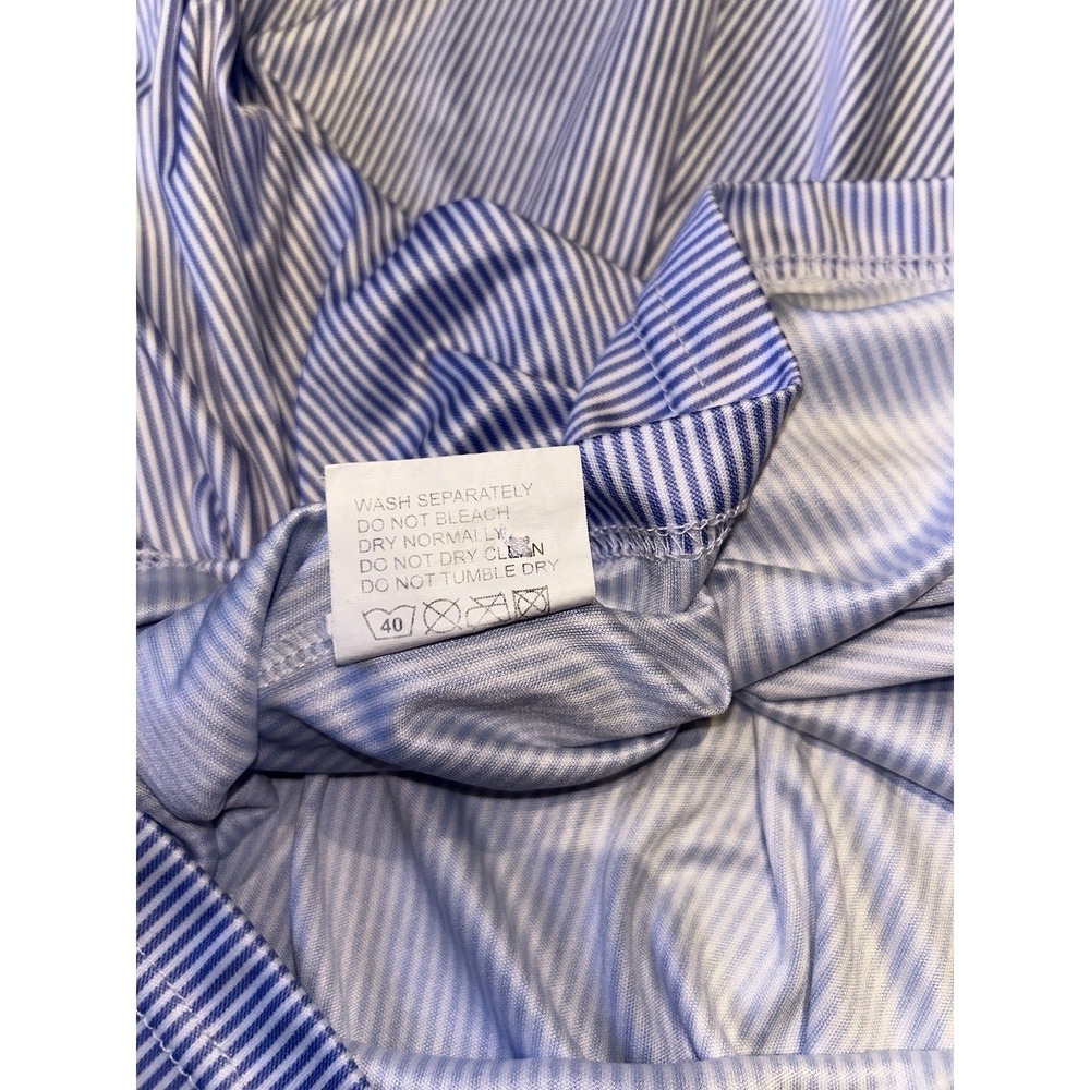 Collars & Co Polo Shirt Semi-Spread Collar Mens Size Large Blue Stripe - Picture 6 of 8